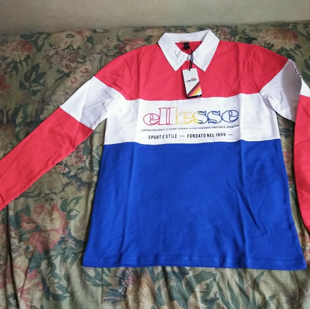 Ellesse Color Block Long Sleeve Red/white/Blue - Picture 6 of 8